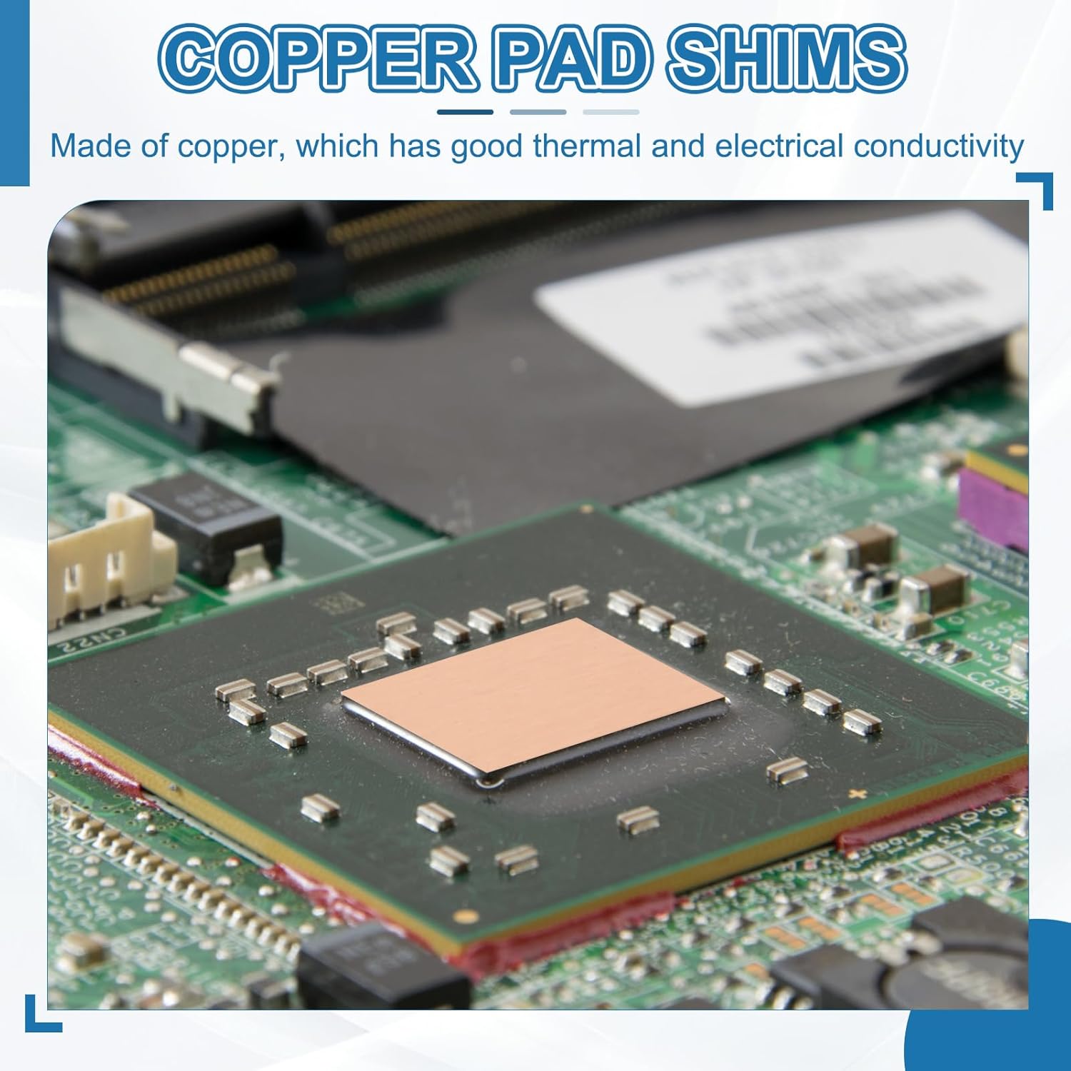 PATIKIL Copper Heatsink Pad Shims, 24 Pcs 20x20x0.8mm Copper Pad Shim IC Chipset GPU CPU Thermal Heatsink for Cooling Laptop Desktop Computer
