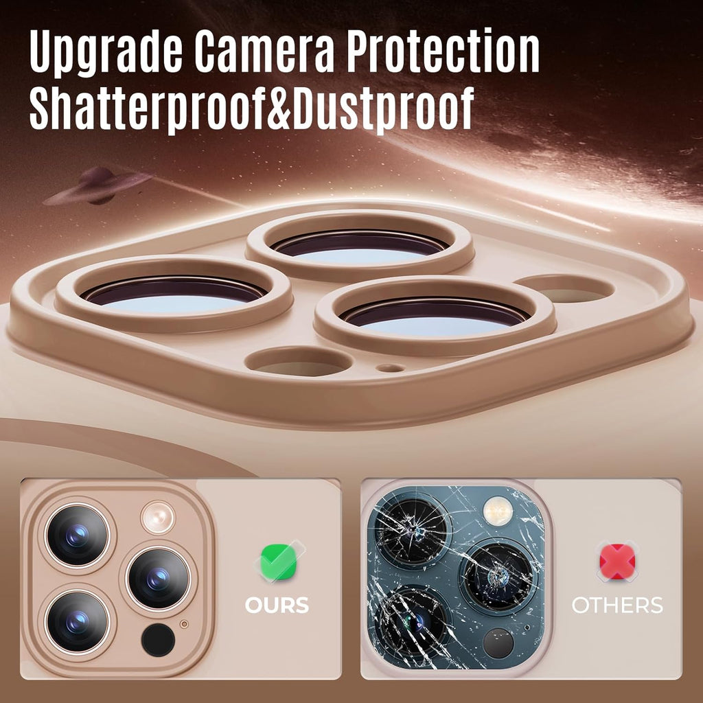 Designed for iPhone 12 Pro Case, Compatible with MagSafe, with Privacy Screen Protectors X2, [Camera Protection] [15FT Military Drop Protection] Shockproof Phone Case, 6.1", Light Brown