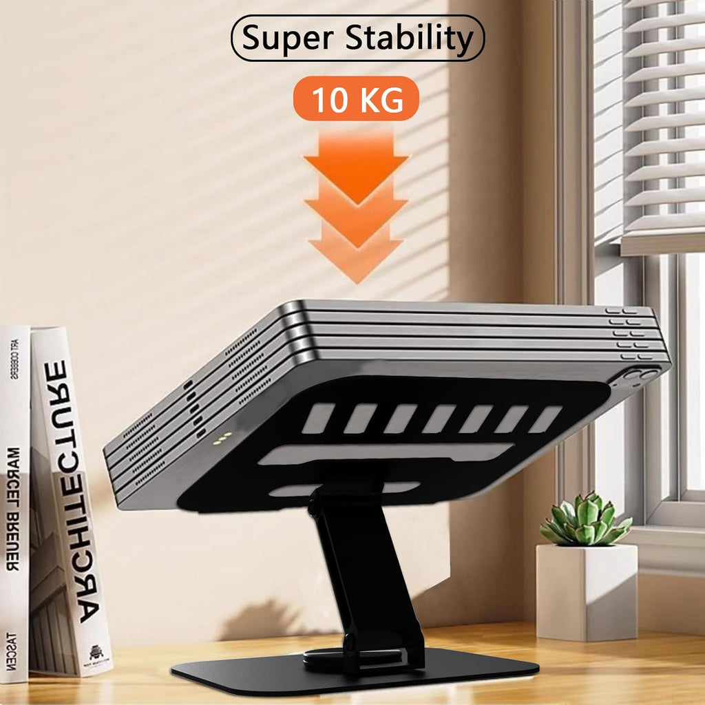 Larger Metal Tablet Stand, Adjustable 360° Rotation Tablet Holder Compatible with 4-16" Tablet Such as iPad Pro, iPad Air, iPad Mini, Tab S10 Ultra, Black