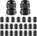 25 PCS 1/2"(6-12.5mm) NPT Nylon Cable Gland Joints with Gaskets, IP68 Adjustable Lock Nut Strain Relief Cord Grip Waterproof Cable Glands - UL Listed and RoHS Compliant