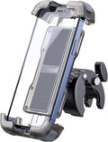 Lamicall Motorcycle Phone Mount, Bike Phone Holder - Upgrade Quick Install Handlebar Clip for Bicycle Scooter, Cell Phone Clamp for iPhone 15 14 13, Galaxy and More 4.7-6.8" Phone, Transparent Gray