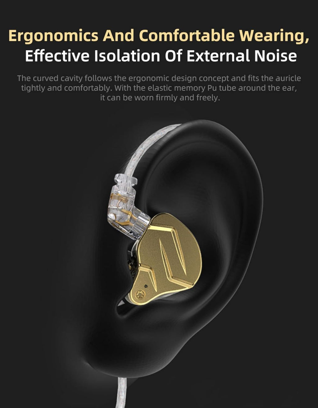 KZ ZSN PRO X in Ear Monitor Headphones Gaming Earbuds, High Fidelity Wired Earbuds, Hybrid Dual Driver IEMS Earphones with 1BA 1DD Detachable Tangle-Free Cable for Computer Tablet (Gold, with Mic)