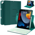 Keyboard Case for iPad 9th/8th/7th Generation 10.2 inch 2021/2020/2019 & ipad Pro 10.5-inch & ipad Air 3 2019-Backlit Detachable keyboard 360° Rotatable Folio Cover with upper pencil holder-(Teal)