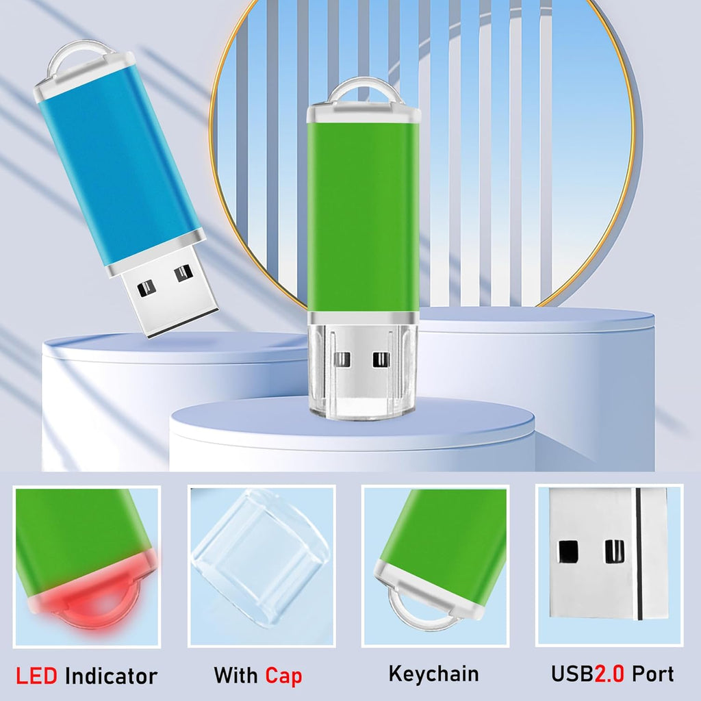USB Thumb Drive 4GB Flash Drive 50 Pack, Nicepicten FAT32 Memorias USB 2.0 Flash Drive Bulk 4GB Jump Drives Multiapck Memory Stick with 50PCS Lanyards (Mixcolor 50 Pack, 4 GB)