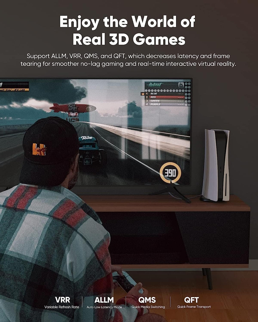Highwings Long 8K HDMI Cable 25FT 48Gbps, 2.1 High Speed Gaming Cord 4K@120Hz 8K@60Hz RTX 3090 eARC 3D Compatible for PS5, UHD TV and Blu-ray Player