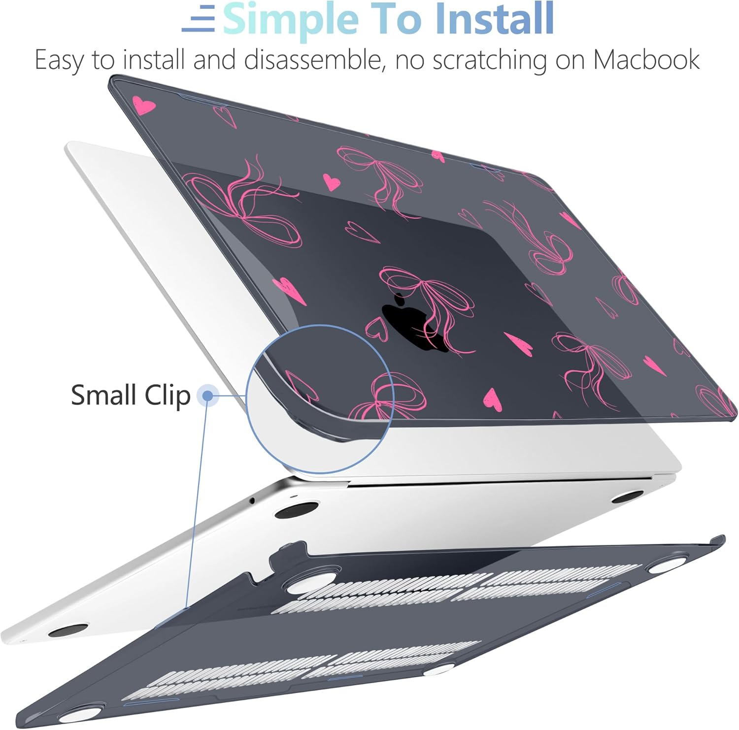 MEEgoodo Case for MacBook Air M4/M3/M2 13.6 inch 2025 2024 2022, Fit Model A3240 A3113 A2681, Compatible with MacBook Air 13 inch, Laptop Hard Shell Case with Keyboard Cover, Ribbons Bow