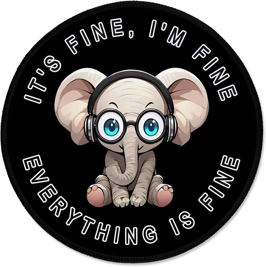 ITNRSIIET Round Mouse Pad with Stitched Edge Premium-Textured Waterproof Non-Slip Rubber Base Desktop Protection Mat Diameter 8.7 inches, Pretty Fine Elephant
