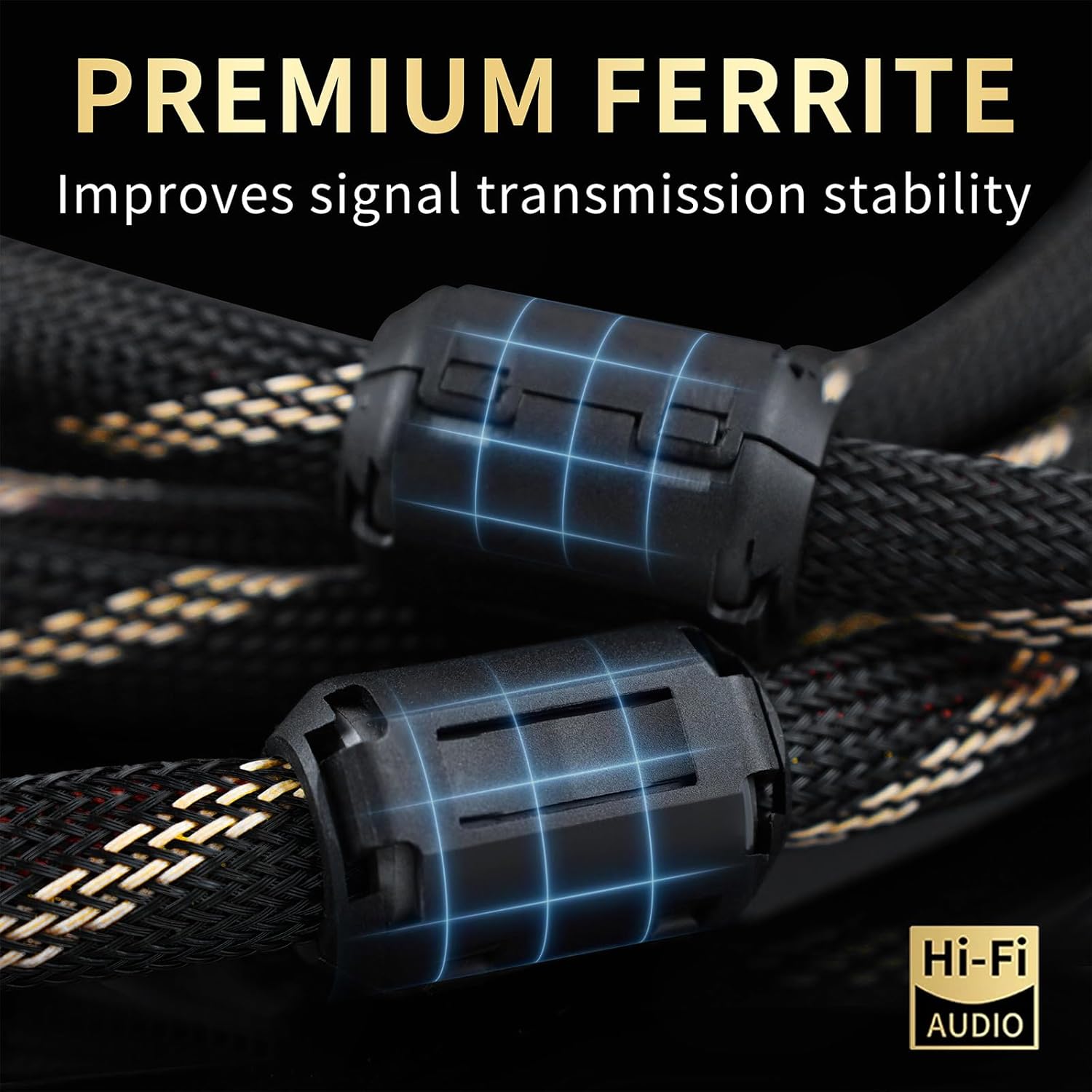 12 AWG Audiophile HiFi Speaker Audio Cable–4N OFC Core,24K Gold-Plated Banana Plugs with Nylon Braid,Compatible with Amplifier,Speakers, AV Receiver & Home Theater(8.20ft/2.5m) 2-Pack