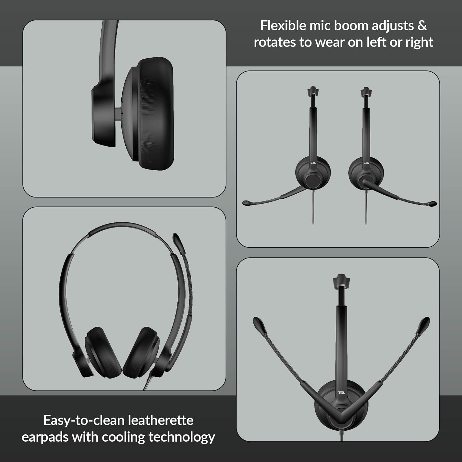 Cyber Acoustics USB-C Headset With AI Noise Cancelation (AC-304C) - Microphone Eliminates Background Noise in Offices, Homes or Any Environment, Black