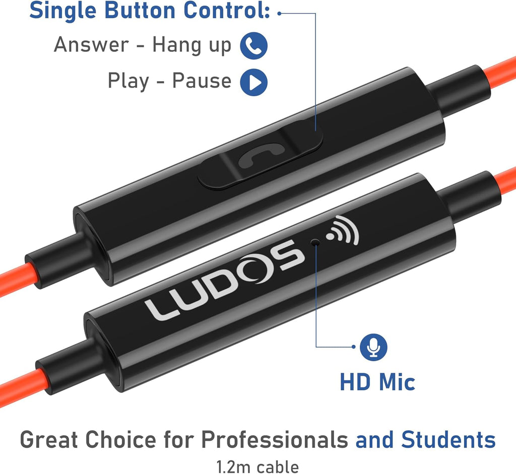 LUDOS Ultra USB C Headphones for iPhone 16 15 Pro Max Plus iPad Pro, 5 Years Warranty, Magnetic USB-C Earbuds for Samsung Galaxy S24 S23 Ultra S22 S21 FE S20 A55 A54 A53, USB Type C Earphones - Coral