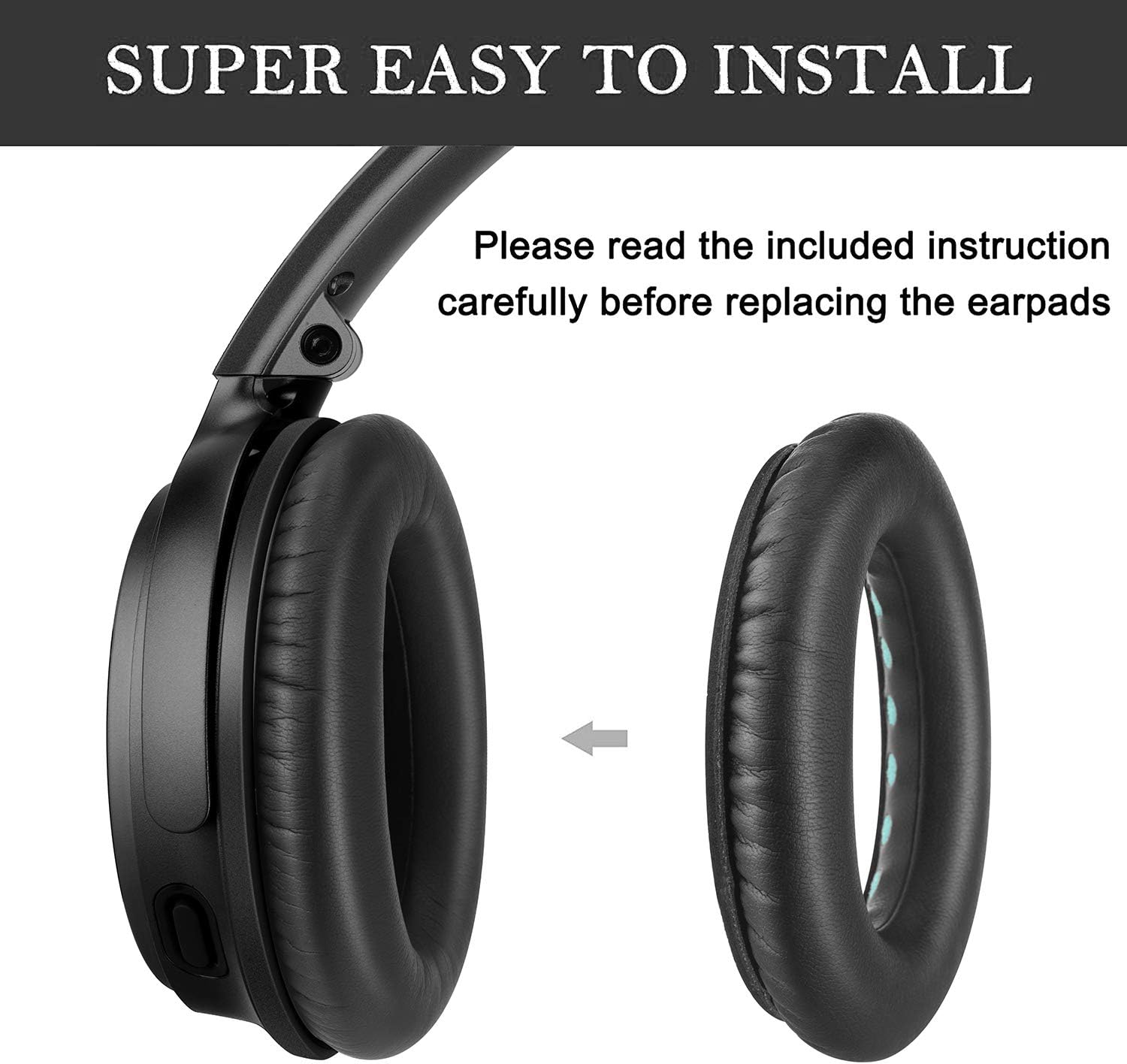 QC35 Headphones Replacement Ear Pads - QC35,QC35ii Replacement Earpads Cushion - Compatible with Bose Quiet Comfort35,QC45,QC25,QC35ii,QC15,AE2,AE2i-Comfortable & Durable（Black）