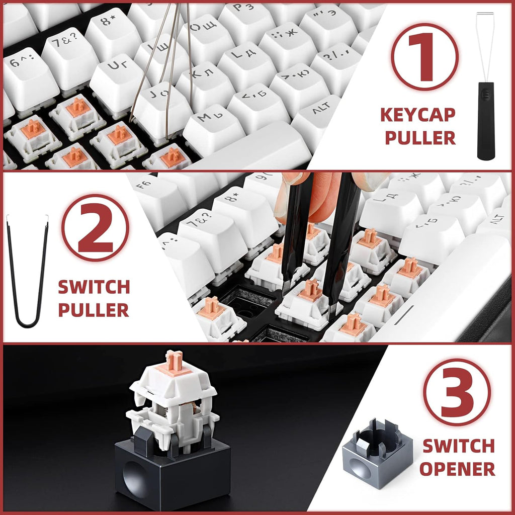 RUNJRX Keyboard Lube Kit with Switch Opener,Tweezers,Keycap Puller,Switch Puller,4-Claw Grabber,Switch Lube Brush for Custom Keyboard, Keyboard Lube Tools