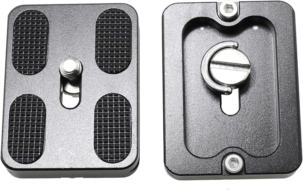 Maxmoral 2PCS 38x50mm Black Universal Metal Quick Release Plate with 1/4 Inch Screws Aluminium Adapter Compatible with Camera Tripod Ball Joint Standard
