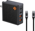 𝐒𝐥𝐢𝐦𝐐 GAN USB C Charger: 100W,96W,87W,85W,67W AC Adapter - 4 Port Fast Compact PD Wall Block - Type-C High Speed Charging Station - Travel Adapter for MacBook,Surface,Lenovo(+ 100W USB-C Cable)