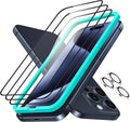 ESR 3+1 Pack for iPhone 15 Pro Screen Protector, [9H Hardness] [Military Grade Shatterproof] Full Coverage Ultra-tough Tempered Glass Film with Easy Installation Frame, 1 Set of Camera Lens Protector