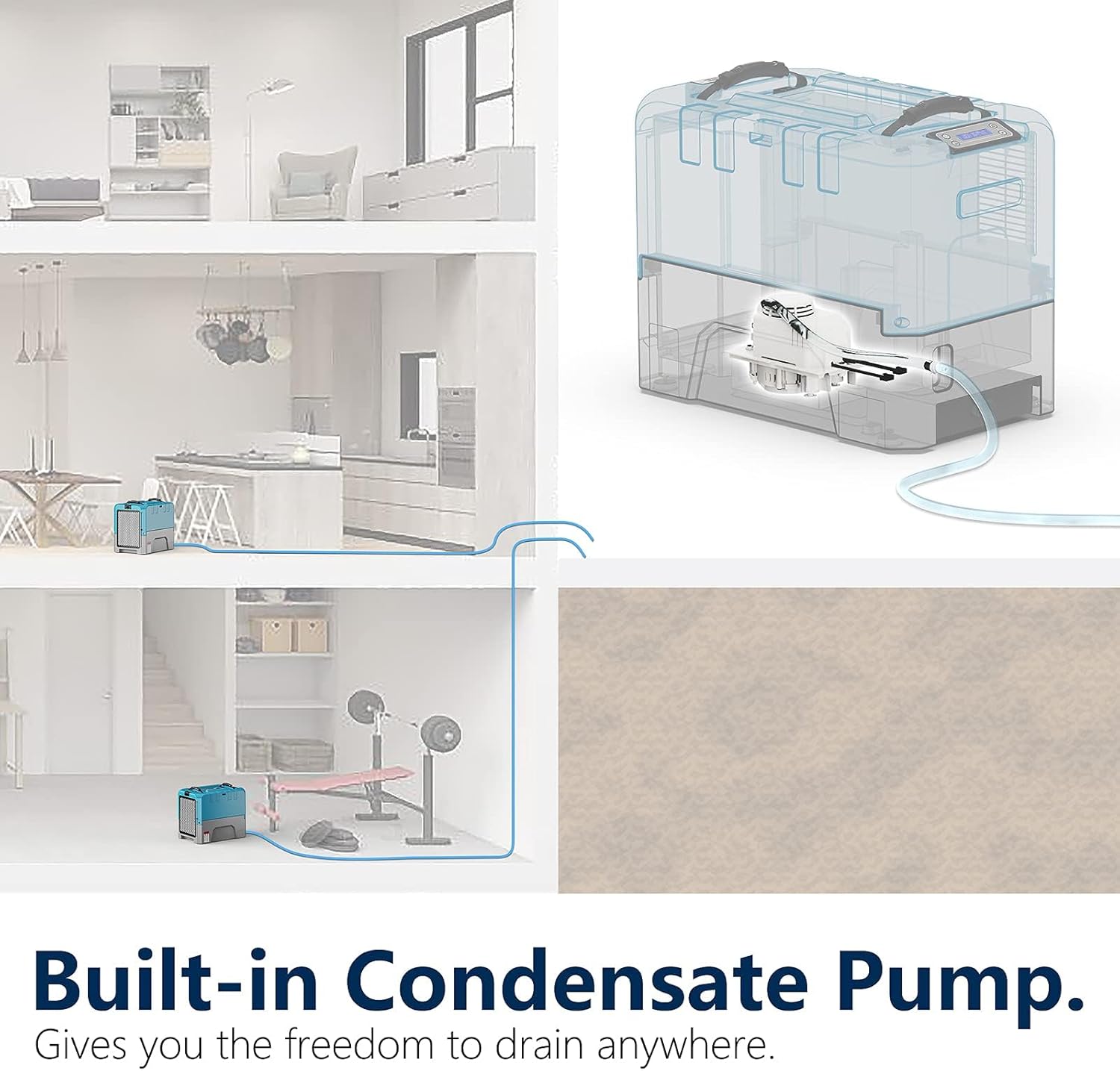 ALORAIR LGR Smart WiFi Commercial Dehumidifier up to 180 PPD (Saturation) with Pump, 5 Years Limited Warranty, Industrial Dehumidifiers, for Garage, Flood Restoration