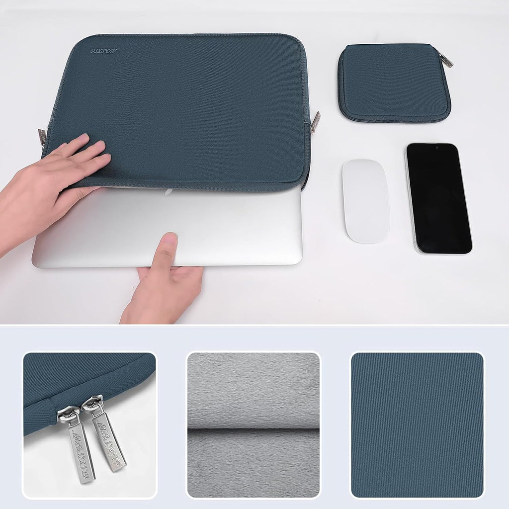 MOSISO Laptop Case 15 inch, 15 inch Laptop Sleeve Bag Compatible with MacBook Air 15 M4 A3241 M3 A3114 M2 A2941 2025 2024 2023, Dell XPS 15, Neoprene Computer Sleeve Bag with Small Case, Haze Blue