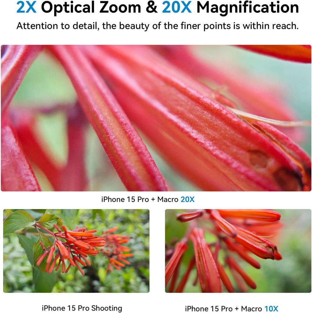 Macro Lens Kit for Smartphone, 10-20X Micro Phone Lens with Universal Lens Clip, HD Magnifier Photography Lens for iPhone Android Phone (Fits for Almost All Phone), Phone Macro Lens Attachment