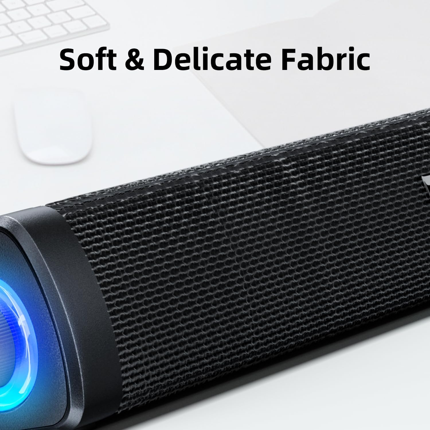 USB Computer Speakers,Computer Speakers with 3.5 mm aux,Wired USB Powered & Colorful LED Lights with Switch Button,Surround Sound Portable SoundBar for Monitor Laptop Phone(Black)