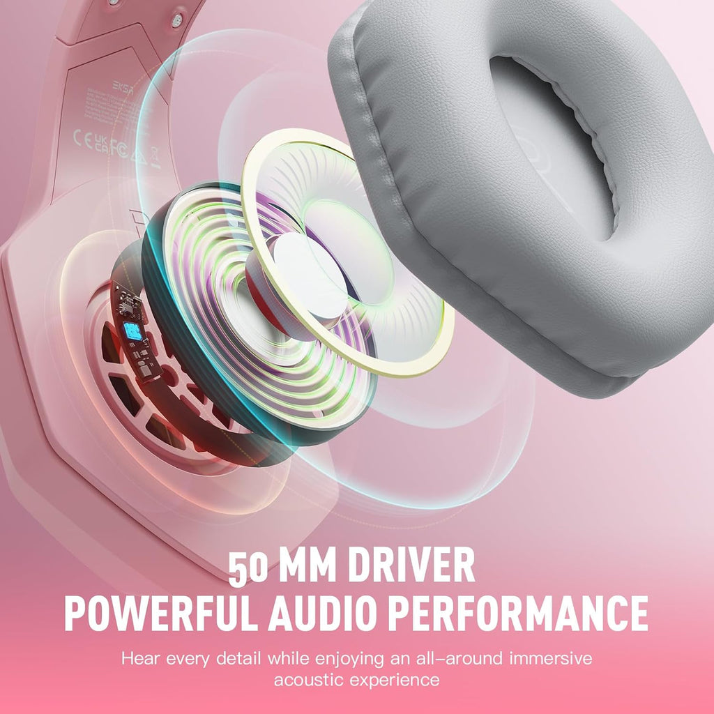 EKSA E1000 V2 Gaming Headset, PC Headset with USB C Plug, Wired Headphones with Noise Canceling Microphone, 7.1 Surround Sound, RGB Light, include USB Adapter for Computer,Mac, PS4/PS5 Console, Laptop