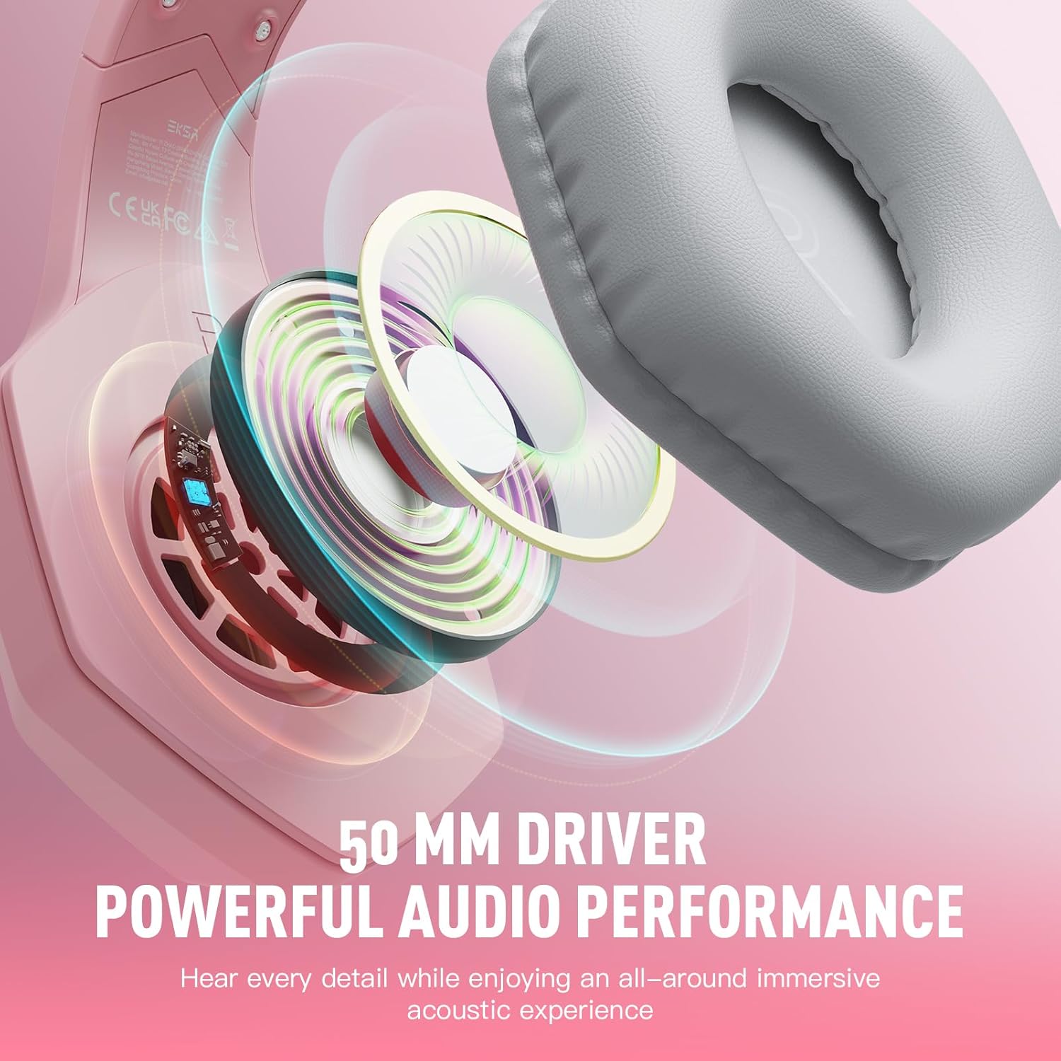 EKSA E1000 V2 Gaming Headset, PC Headset with USB C Plug, Wired Headphones with Noise Canceling Microphone, 7.1 Surround Sound, RGB Light, include USB Adapter for Computer,Mac, PS4/PS5 Console, Laptop