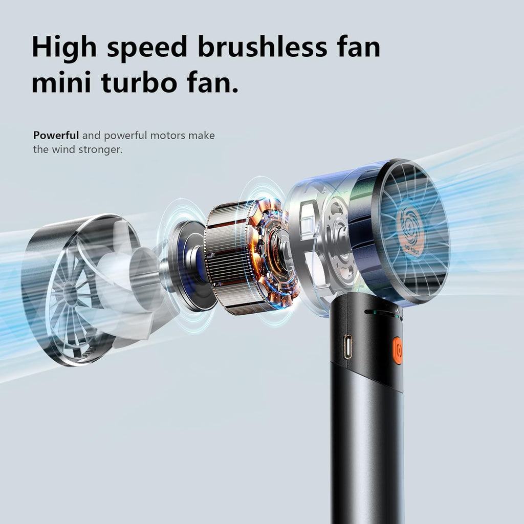 Handheld Fan,Portable Turbo Fan,Powerful Personal Fan(7000rpm High-Speed Motor,Battery Work 3-16 H),USB Rechargeable Mini Handheld Fan for Travel/Outdoor/Gift/Makeup (Black)