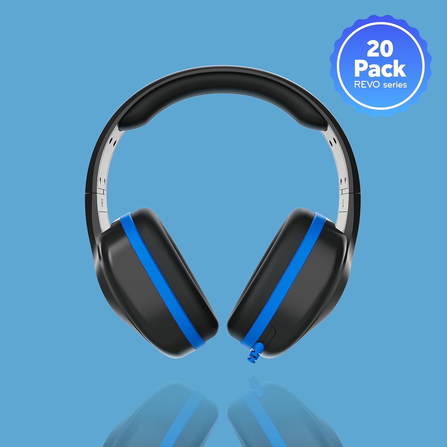 ThinkWrite Technologies REVO TW300, Premium Wired Over-Ear Headphones, Noise Reducing Headphones with 3.5mm Jack, Black - 20 Pack