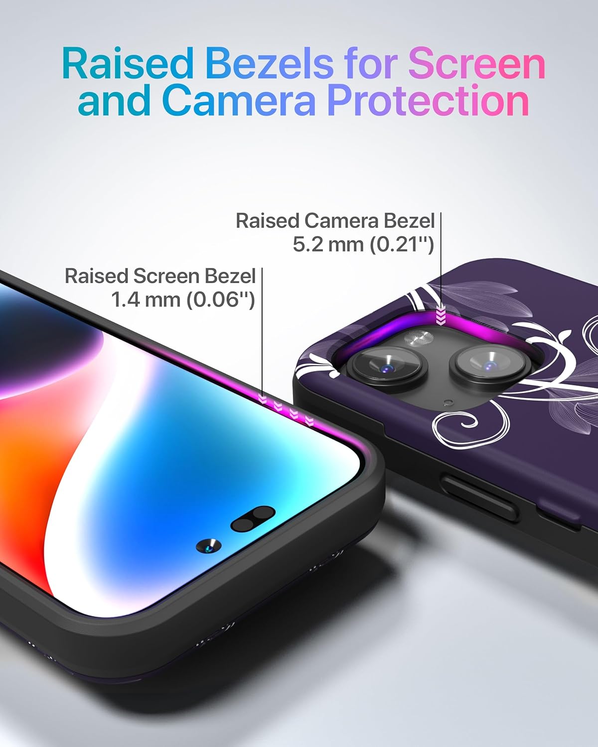 TORU CX Slim for iPhone 15 Case Wallet | Protective Shockproof Heavy Duty Cover with Hidden Card Holder & Card Slot | Mirror & Wrist Strap Included - Flowers