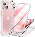 Miracase Glass Series Designed for iPhone 15 Plus Case 6.7',Full-Body Military Drop Proof 15 Plus Phone Case Cover with Built-in 9H Tempered Glass Screen Protector,Frosted Clear