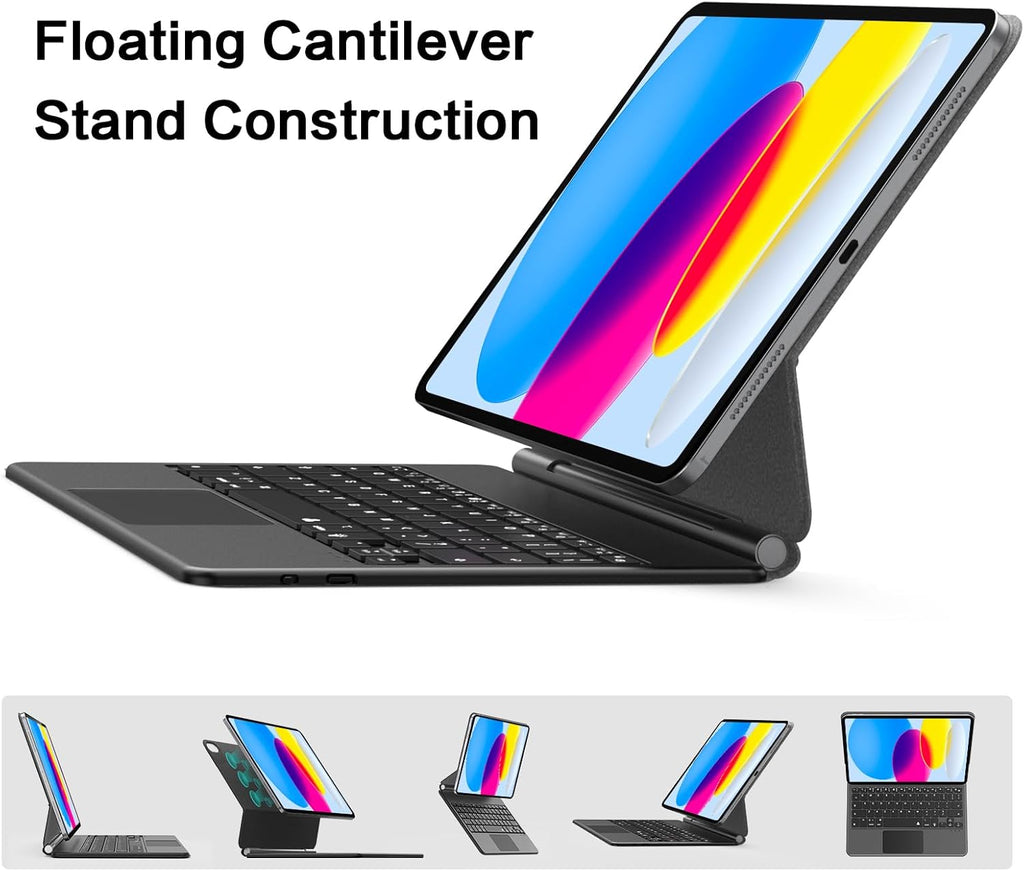 Magic Keyboard Case for iPad 11th (A16, 2025)/10th Generation 2022, Magnetic Stand with Multi-Touch Trackpad, iPad 10.9-inch 10th Gen /11th Gen Keyboard Case, Floating Cantilever Stand,Backlit,Black