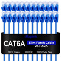 Rapink Patch Cables Cat6a 5ft (24 Pack) Slim, Cat6a Ethernet Patch Cable 10G Support, Snagless Cat 6 Patch Cable for Patch Panel to Switch, Flexiable Cat 6a Ethernet Cable with Gold Plated