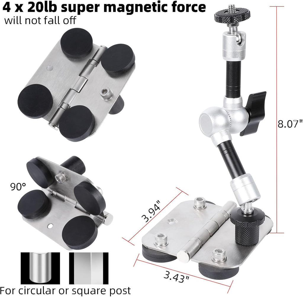 Magnetic Phone Fence Post Mount + Fence Clip Kit for Gamechanger for Mevo Start, GoPro, iPhone, DJI Osmo Pocket 3 and Action Cameras, for Recording Baseball,Softball and Tennis Games