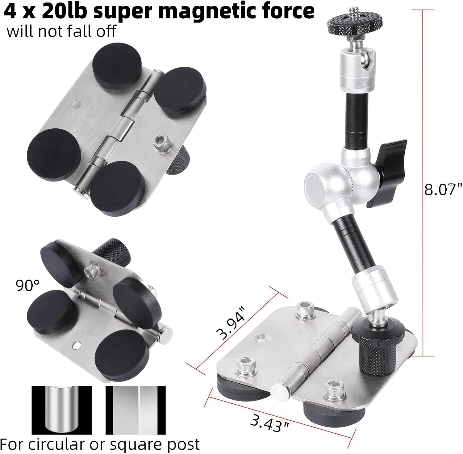 Magnetic Phone Fence Post Mount + Fence Clip Kit for Gamechanger for Mevo Start, GoPro, iPhone, DJI Osmo Pocket 3 and Action Cameras, for Recording Baseball,Softball and Tennis Games