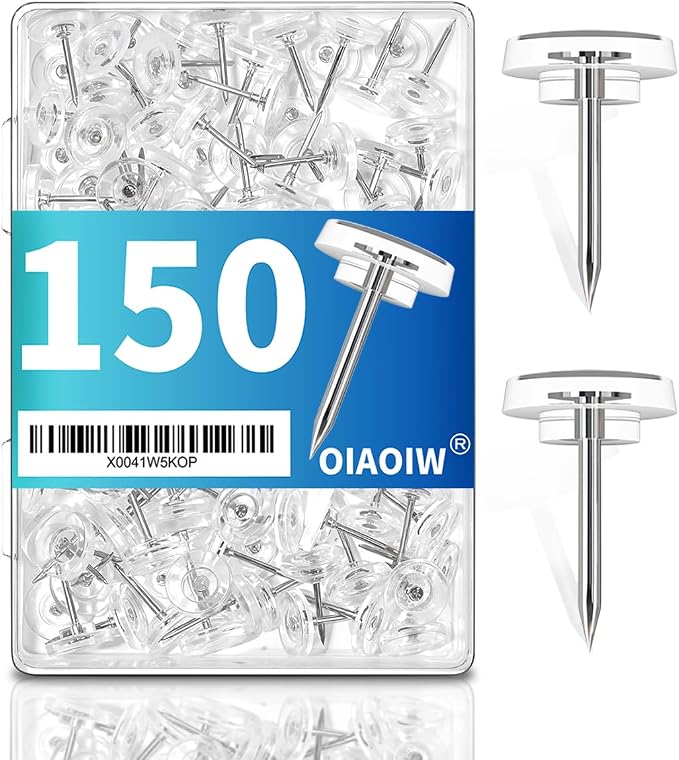 150 PCS Clear Push Pins Tacks Count in Reusable Box by OIAOIW