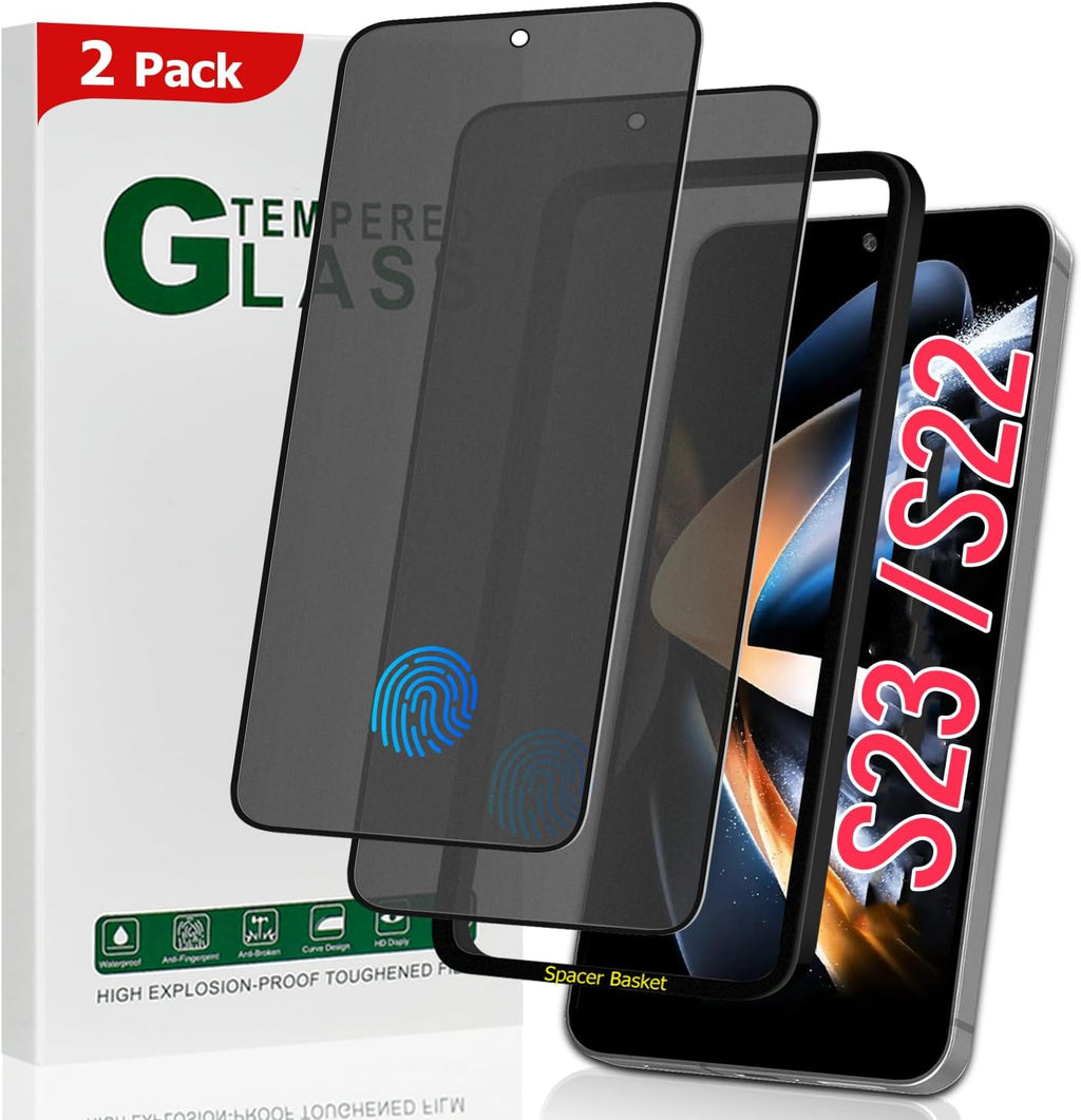 2 Pack Galaxy S22/S23 Matte Anti spy Privacy Screen Protector, 9H Tempered Glass,Anti-Glare Anti-Scratch, Smooth and Responsive Absolute, No Bubbles, High Definition Clear, With Installation Frame