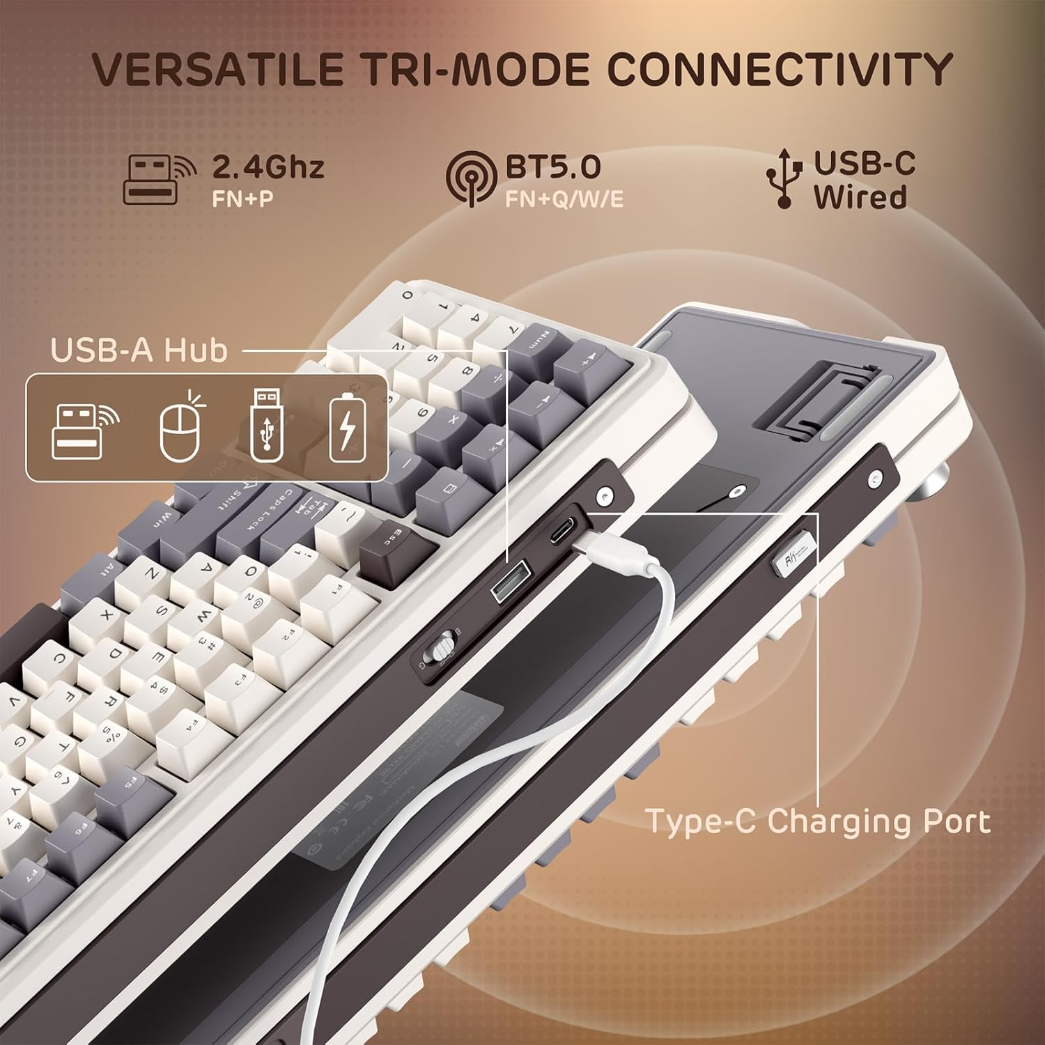 RK ROYAL KLUDGE L98 Wireless Mechanical Keyboard w/Left-Handed Southpaw Design Numpad & Hot Swappable Knob, Tri-Mode 95% Keyboard BT/2.4G/USB-C, Pro Software, Gasket Mount, Massive 8000mAh Battery