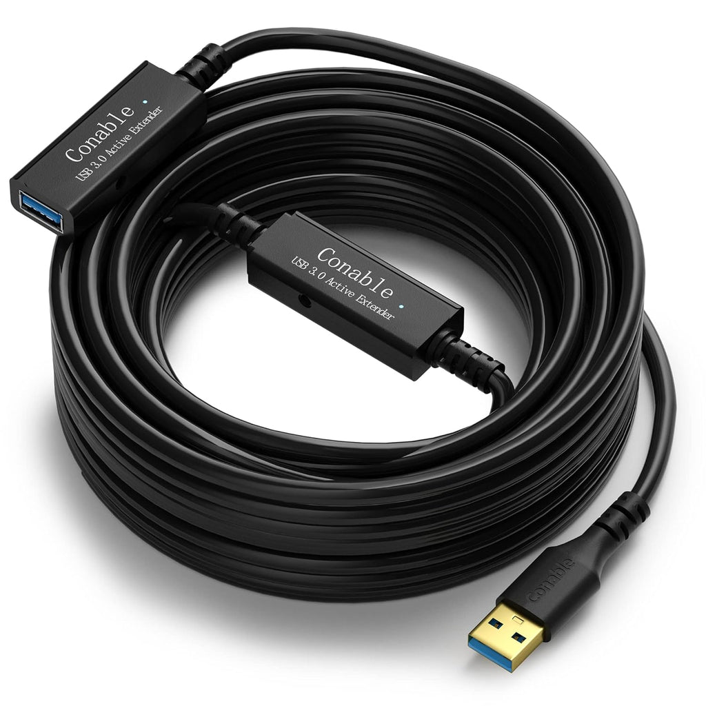 USB 3.0 Active Extension Cable 30 Feet, Long USB Type-A Male to Female Extender Cord, Built-in 2 Signal Booster Smart Chips, 5Gbps Transfer, for Printer, Xbox, Webcam, VR, Hard Drive, USB Hub and More