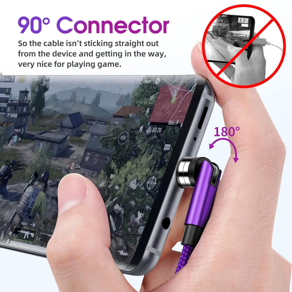 Magnetic Charging Cable 540° Rotating Magnetic Phone Charger [6-Pack, 3ft/3ft/3ft/6ft/6ft/10ft] 3 in 1 Magnetic Charger Cable Nylon Braided Magnetic USB Cable for i-P/Micro USB/Type C Device-Purple
