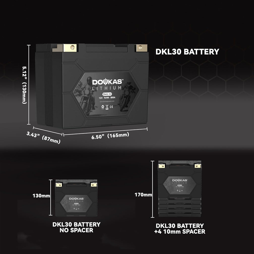 DKL30 800A LiFePO4 Motorcycle Lithium Battery, 12V 8Ah Powersports Battery, Compatible Jet Ski, Quad, Lawn Mower, Scooter, Generator Battery, Snowmobile