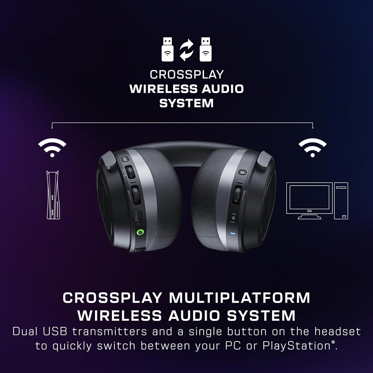 Turtle Beach Stealth 700 Gen 3 Wireless Multiplatform Amplified Gaming Headset for PC, PS5, PS4, Mobile – 24-bit Audio, 60mm Drivers, High-Bandwidth Microphone, Bluetooth, 80-Hr Battery – Black
