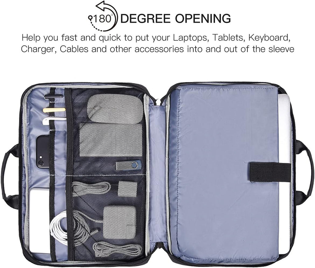 14 15 Inch Waterproof Laptop Sleeve Men Women TSA Briefcase for MacBook Pro 14 M4/M3/M2/M1, Macbook Air 15 M4/M3, Dell Inspiron 14/XPS 15, Lenovo Acer HP ASUS Chromebook 14 Carring Case, Black