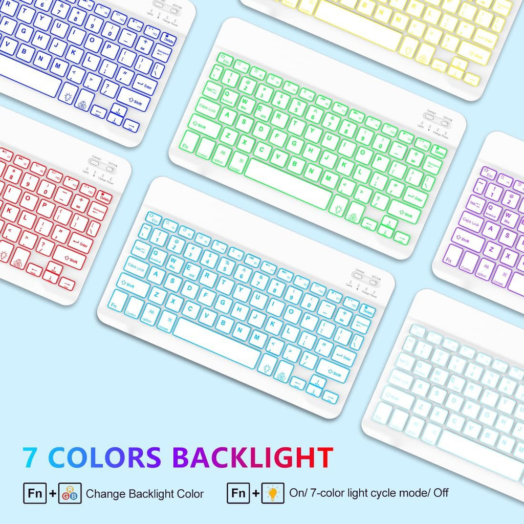 Keyboard Case for Samsung Galaxy Tab A9 Plus 5G 11 inch 2023 (SM-X210/X216/X218), 7 Color Backlit Detachable Keyboard Bluetooth, Smart Folio Cover with S Pen Holder for Galaxy Tab A9+ 11", Blue