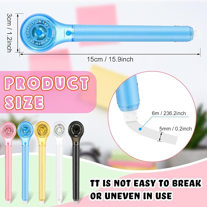 Gersoniel 5 Pack Correction Tape Pen Correctional Ink Tape Push Pull Protective - Image 2