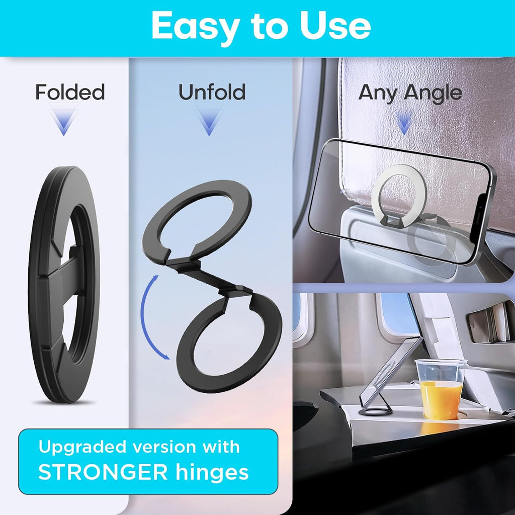 MCCHJoy Mini 2-Pack Universal in Flight Airplane Phone Holder, 360°Rotation Foldable Phone Mount Travel Essentials Accessories,Handsfree Phone Stand for Airplane Travel/Home/Office