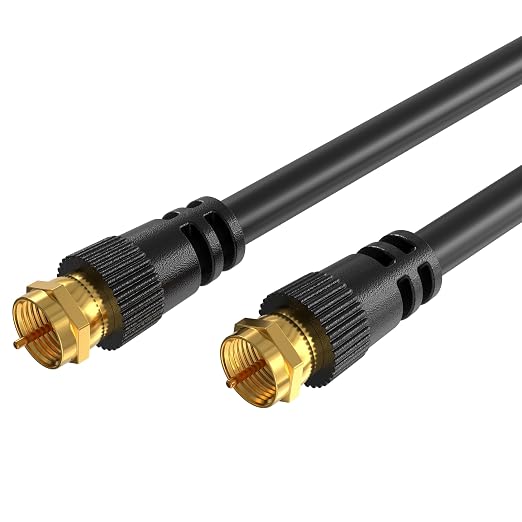 Cables Direct Online Pack of 5 x Coaxial Cables 6FT Black Coax RG6 Male F Type by CablesDirect