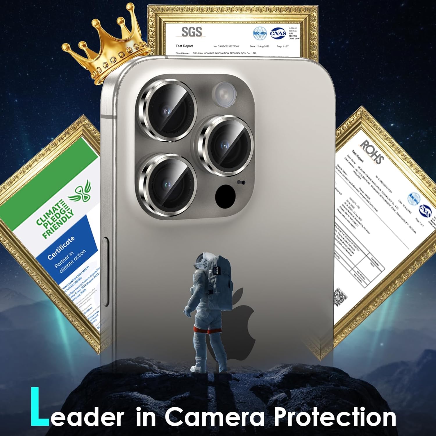 YWXTW Camera Lens Protector for iPhone 15 Pro/iPhone 15 Pro Max, [1 Step Installation Tray] Tempered Glass Screen Protector Metal Individual Camera Cover Accessories Case Friendly (Natural Titanium)