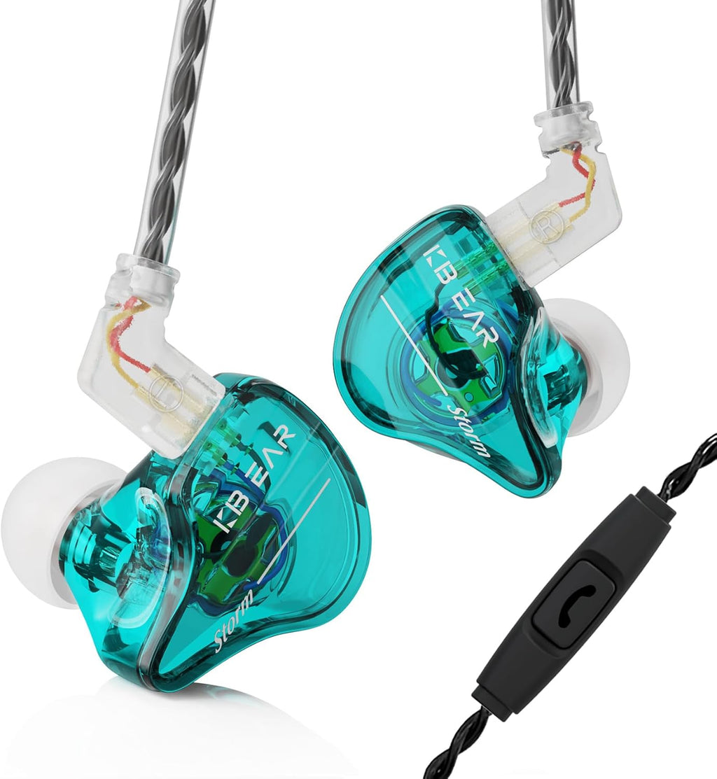 KBEAR Storm Wired Earbuds in Ear Headphones for Singers Musicians on Stage Studio Church,Crisp Clarity Sound Nice Round Bass IEM Earphones Monitor Hi Res Detachable OFC Silver-Plated Cable