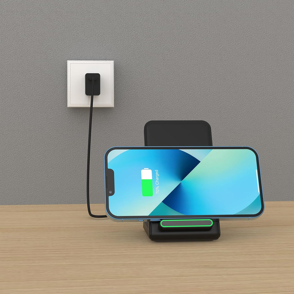 Fast Wireless Charger, 15W Wireless Charging Stand Compatible with Samsung Galaxy S24/S23/S22/S21/S20, for iPhone 16/15/14/13/12/11/XR/8, for Google Pixel 9 8 7,and More.