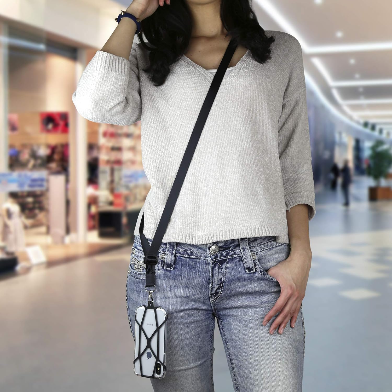 Gear Beast Universal Crossbody Cell Phone Lanyard Compatible with iPhone, Galaxy & Most Smartphones, Phone Case Holder & Cross Body Strap Black