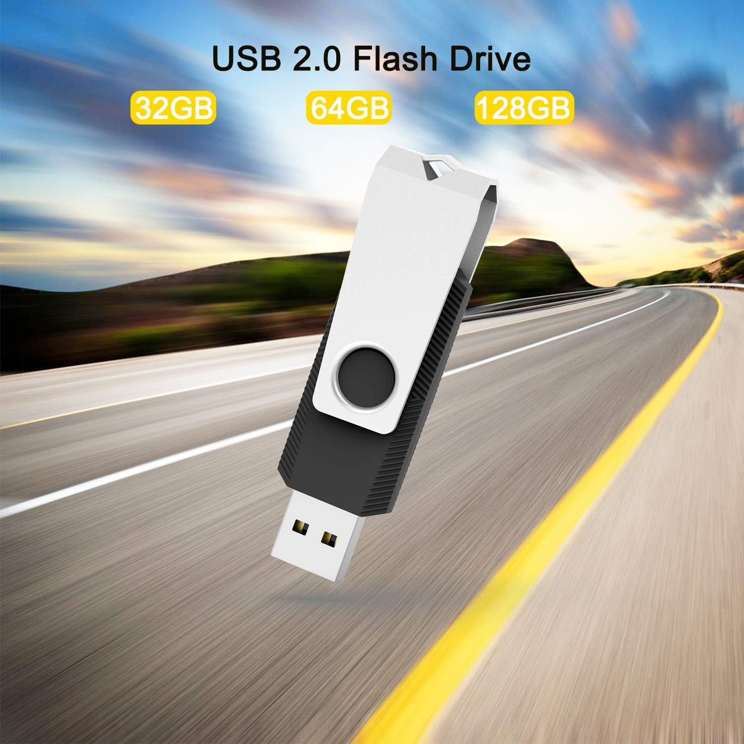20Pack 1GB USB Flash Drive 2.0 Stick, TOPESEL Bulk Thumb Drive Swivel 1GB Pen Drive Jump Drive for Data Storage (20Pack Black)